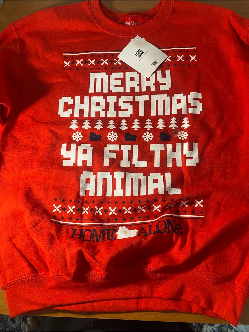 Home Alone Holiday Sweatshirt - Red "Merry Christmas Ya Filthy Animal"